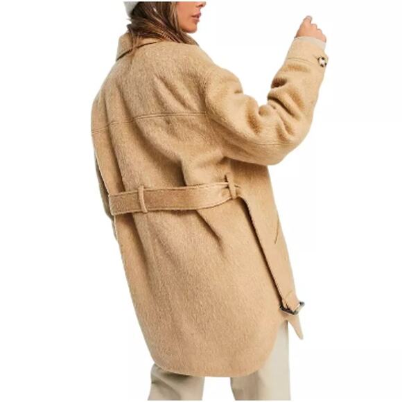 New ~ TOPSHOP , NORDSTROM ~  Wool Blend Belted Shirt Jacket Size 12 - Picture 1 of 9